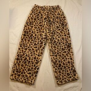 Leopard Print Fuzzy Jogger Sleep pants sweatpants Sherpa